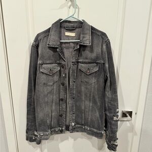 All Saints Distressed Charcoal Denim Jacket
